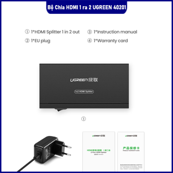 🧩 Bộ chia HDMI 1 ra 2 Ugreen 40201 – Giải pháp chia màn hình 4K mượt, tiện gọn, bền bỉ