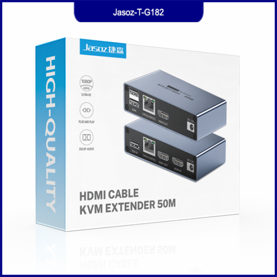 Bộ Kéo Dài KVM HDMI + USB 60M Qua Cáp Mạng Jasoz T-G182 Cat5e/Cat6