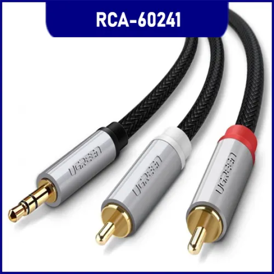 Cáp Audio 3.5mm Ra 2 RCA Ugreen 60241 Dài 2m Bọc Nylon Chính Hãng