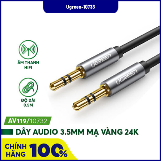 Dây Audio 3.5mm Ugreen 10733 Dài 1M Cao Cấp - Chất Lượng Âm Thanh Hi-Fi