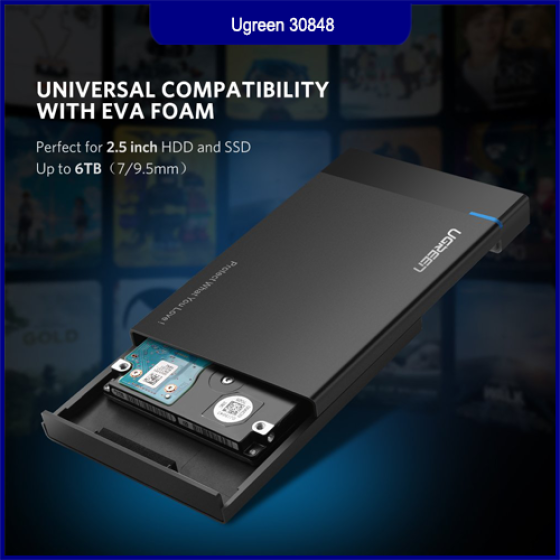 BOX 2.5″ SATA HDD/SSD USB 3.0 Ugreen 30848 Hộp ổ cứng di động tốc độ cao