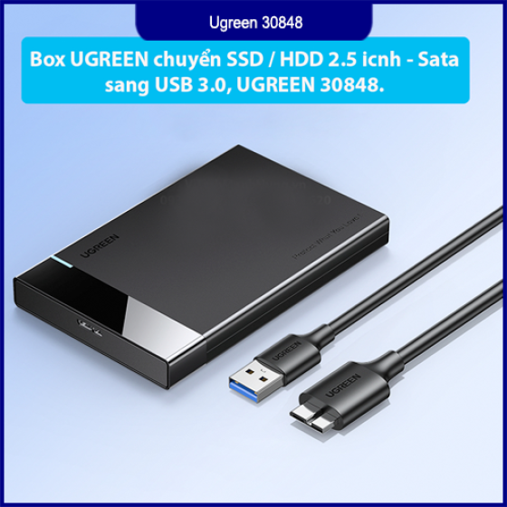 BOX 2.5″ SATA HDD/SSD USB 3.0 Ugreen 30848 Hộp ổ cứng di động tốc độ cao