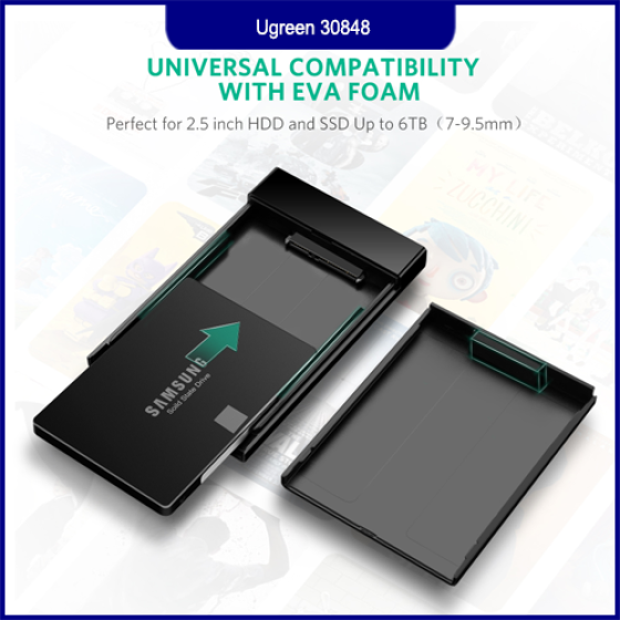 BOX 2.5″ SATA HDD/SSD USB 3.0 Ugreen 30848 Hộp ổ cứng di động tốc độ cao