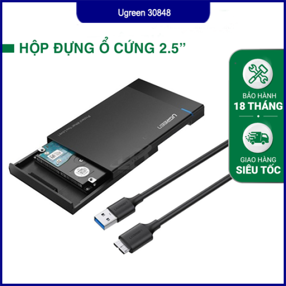 BOX 2.5″ SATA HDD/SSD USB 3.0 Ugreen 30848 Hộp ổ cứng di động tốc độ cao