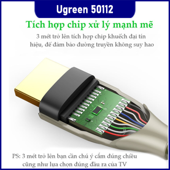 Cáp HDMI 2.0 Ugreen 50112 (10m) 4K@60Hz Cao Cấp - Sợi Carbon