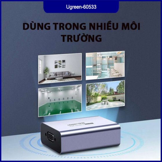 Bộ Kéo Dài VGA Qua Cáp Mạng 100–140M + Audio Ugreen 60533 Chính Hãng