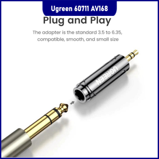 Jack Chuyển Audio 3.5mm Đực ra 6.5mm Cái Ugreen 60711 - Mạ Vàng 24K