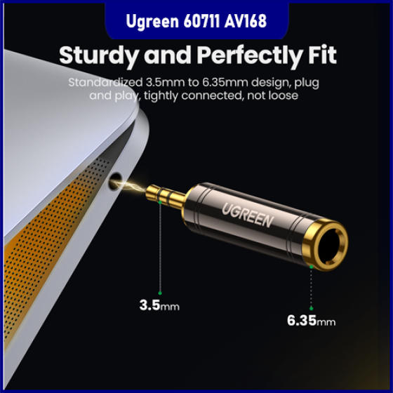 Jack Chuyển Audio 3.5mm Đực ra 6.5mm Cái Ugreen 60711 - Mạ Vàng 24K