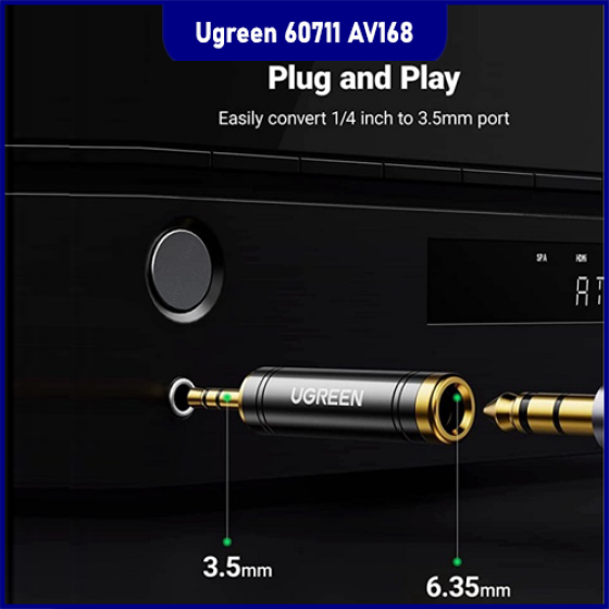 Jack Chuyển Audio 3.5mm Đực ra 6.5mm Cái Ugreen 60711 - Mạ Vàng 24K