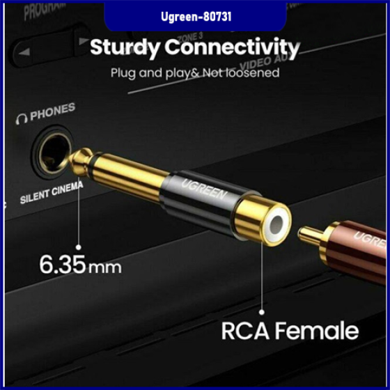 Đầu Chuyển Audio 6.35mm sang RCA Ugreen 80731 Chuyên Nghiệp