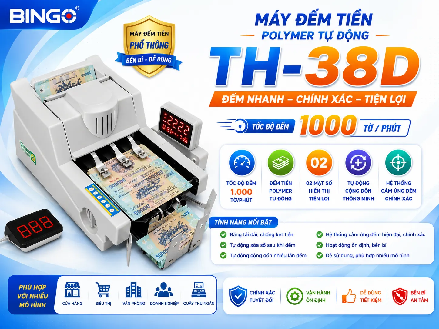 Máy đếm tiền Bingo TH-38D