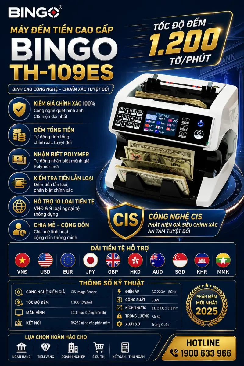 máy đếm tiền Bingo TH-109ES