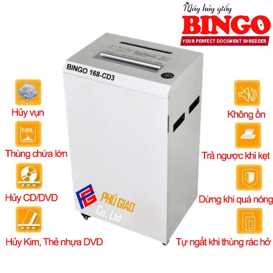 Máy Hủy Giấy BINGO 168-CD3 (Hủy Công Nghiệp)