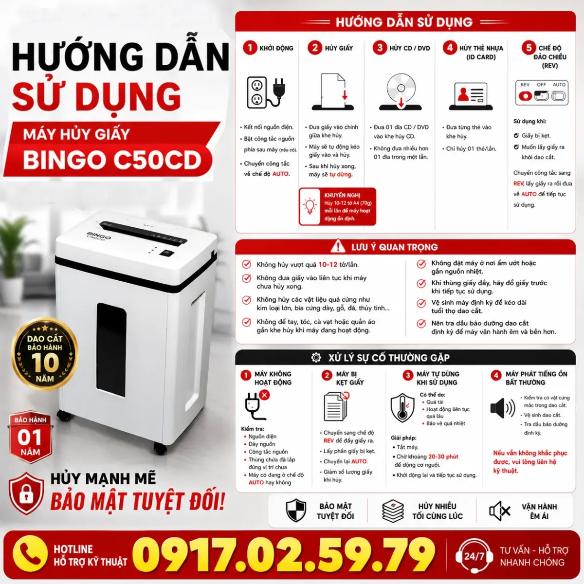 Máy Hủy Giấy BINGO C50CD