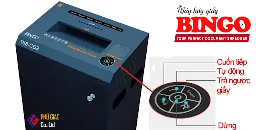Máy Hủy Giấy BINGO 168-CD2 bảng điều khiển
